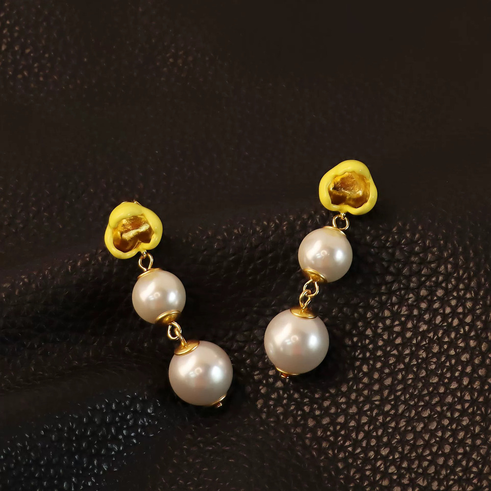 Kendra Scott Copper Gold Plated Pearl Earrings Baroque